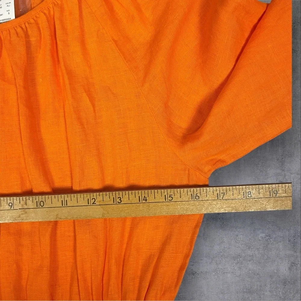 J. Crew NWT Palermo Smocked Waist Linen Orange Mini Dress Womens S Minimalist - Picture 6 of 9